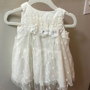 White lace and polka dot sleeveless dress by Anne Geddes Beginnings 9 month
